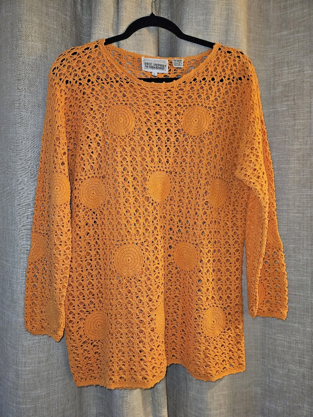 Vintage The Import Workshop Crochet Tunic Orange Large